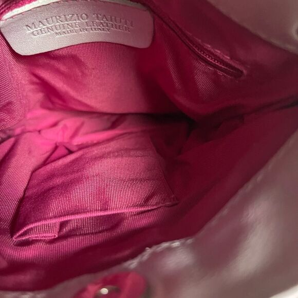 NWOT Maurizio Taiuti leather soft iridescent pink ruffle small crossbody bag - Picture 9 of 11
